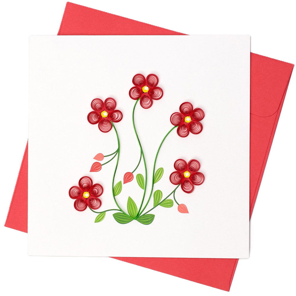 Red Quilled Greeting Card (15x15cm)