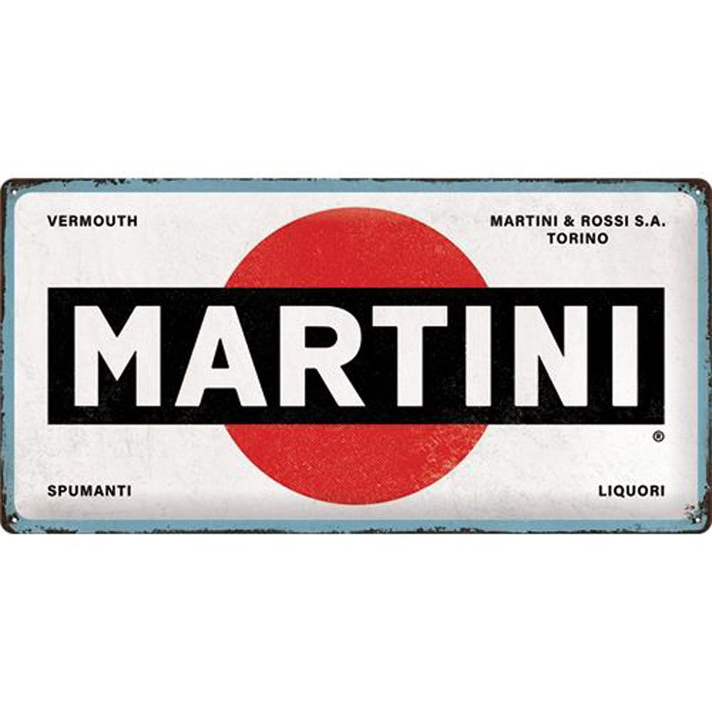 White Nostalgic-Art Martini Logo Long Sign (25x50cm)