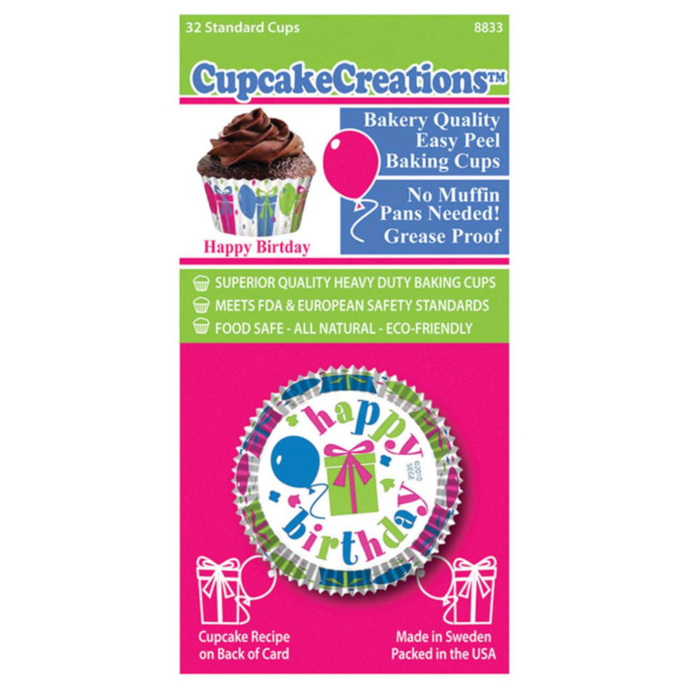 Standard Happy Birthday Cupcake Cups 32pk