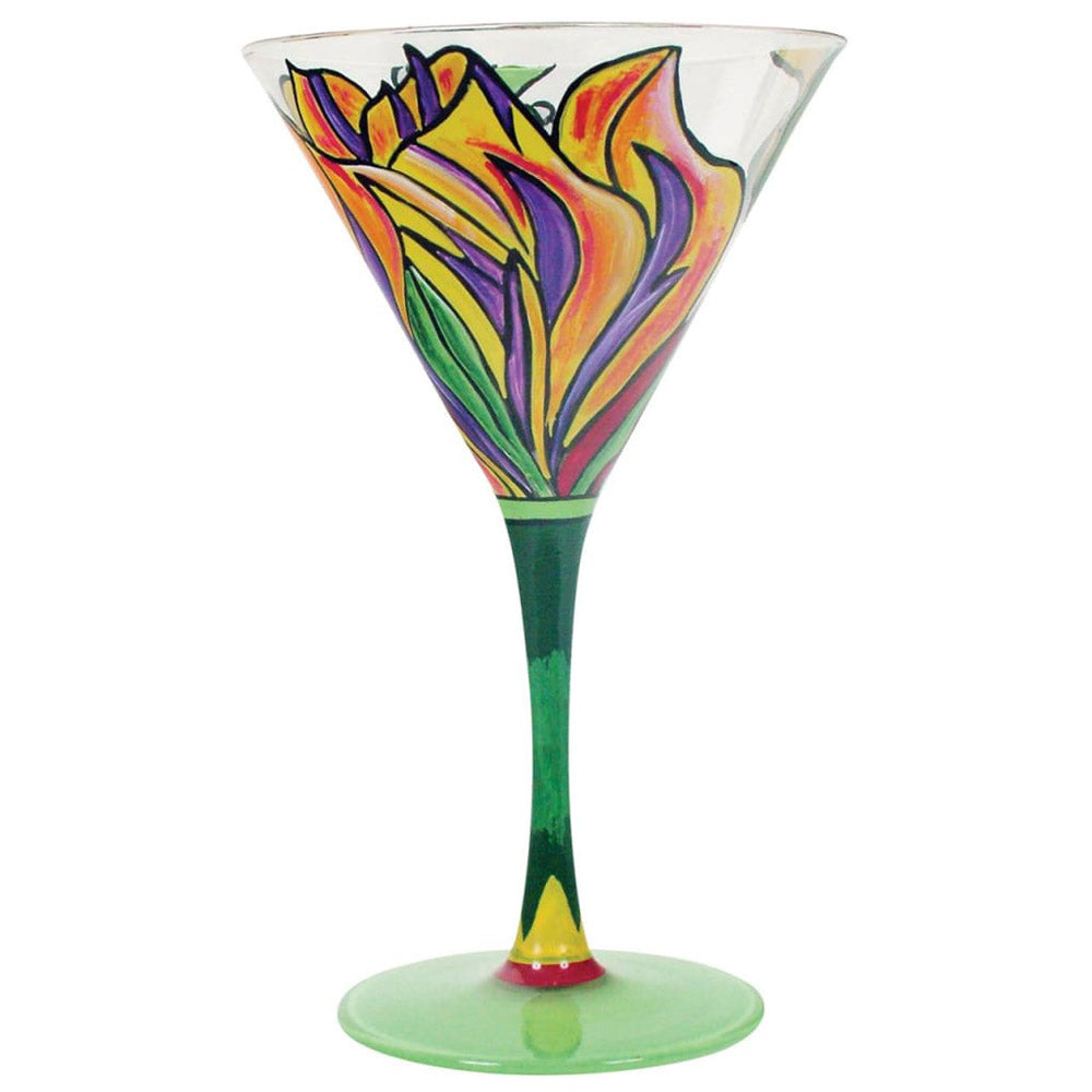 Paradise Tulip Hand-Painted Martini Glass