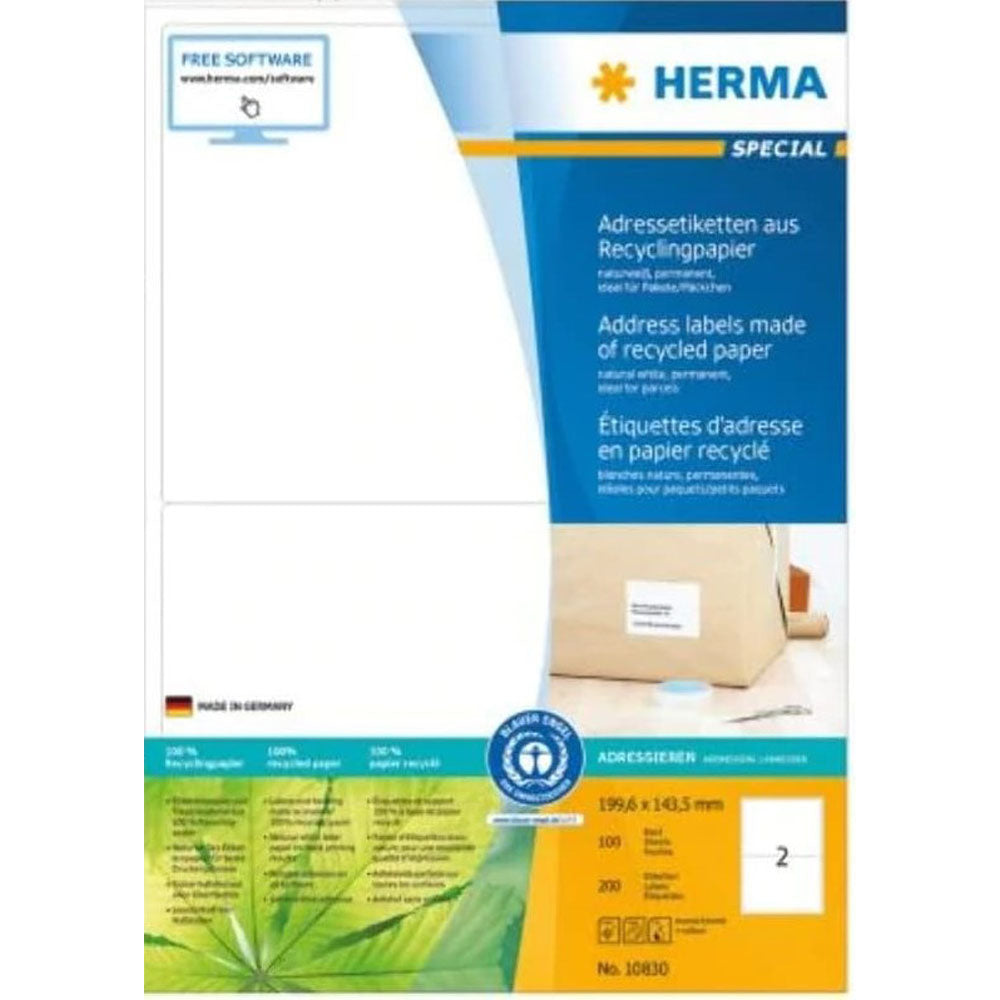 Herma Recycled Paper Labels A4 100pc (White)