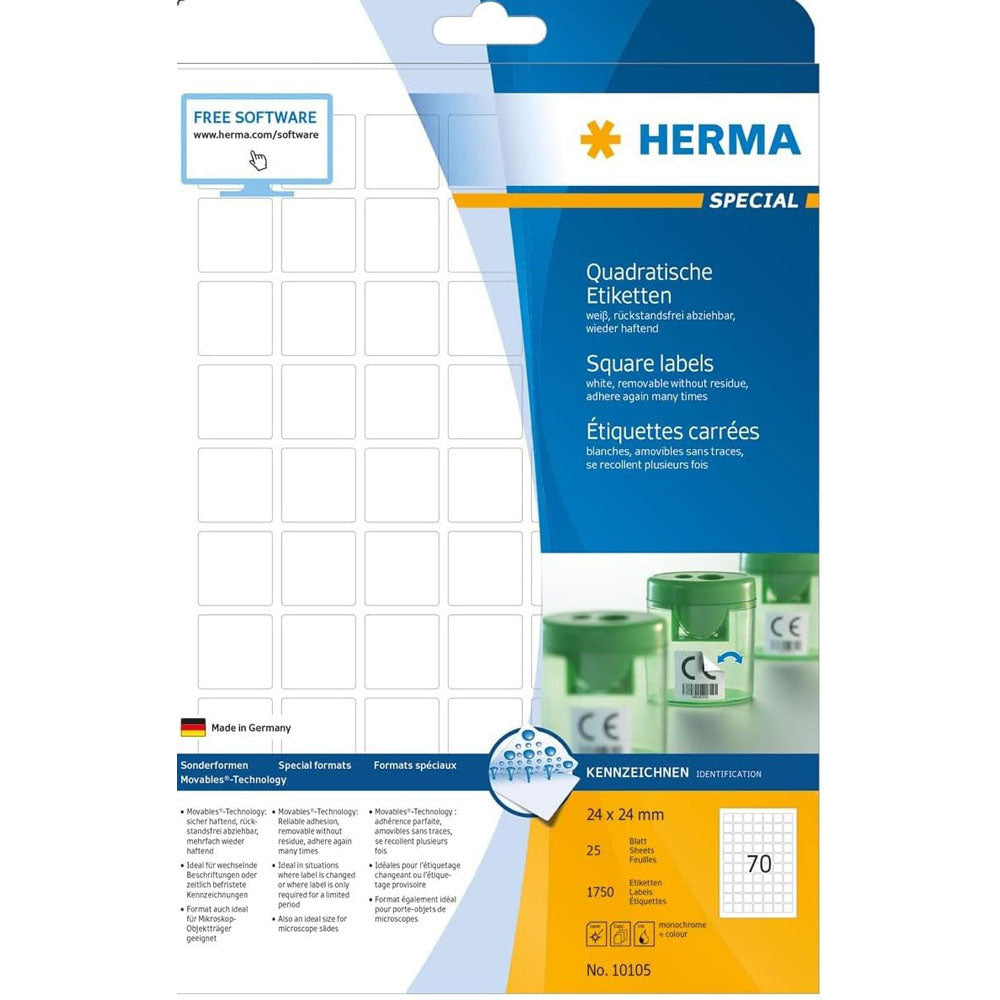 Herma Square Removable Labels 25pc (White)