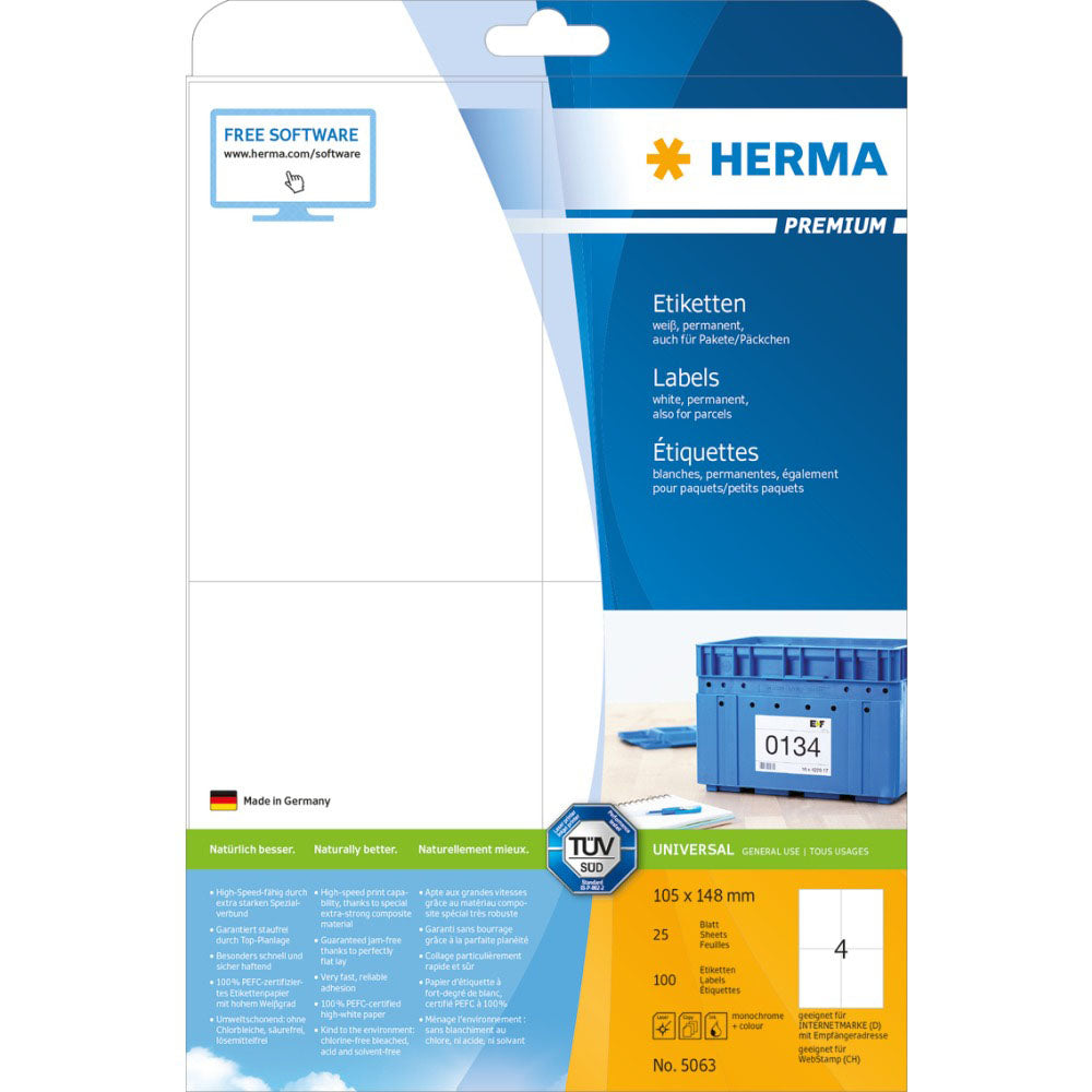 Herma Premium Labels A4 105mm 25pc