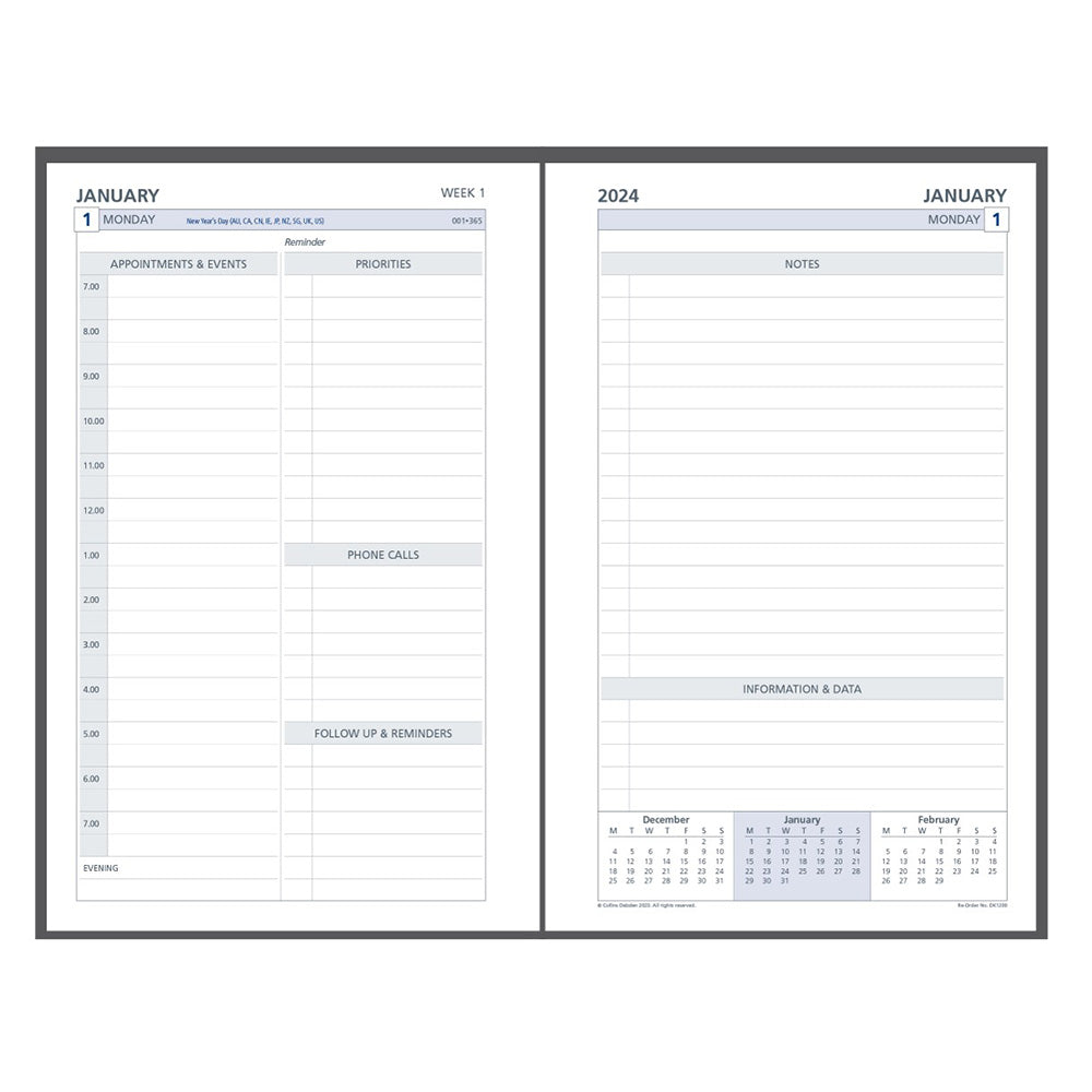 Collins Debden 7 Ring 2024 Calendar Dayplanner Refill