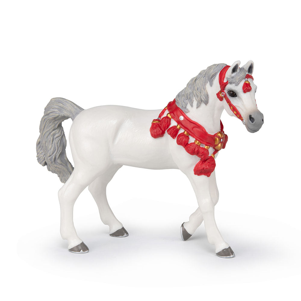 Papo White Arabian Horse in Parade Dress Figurine