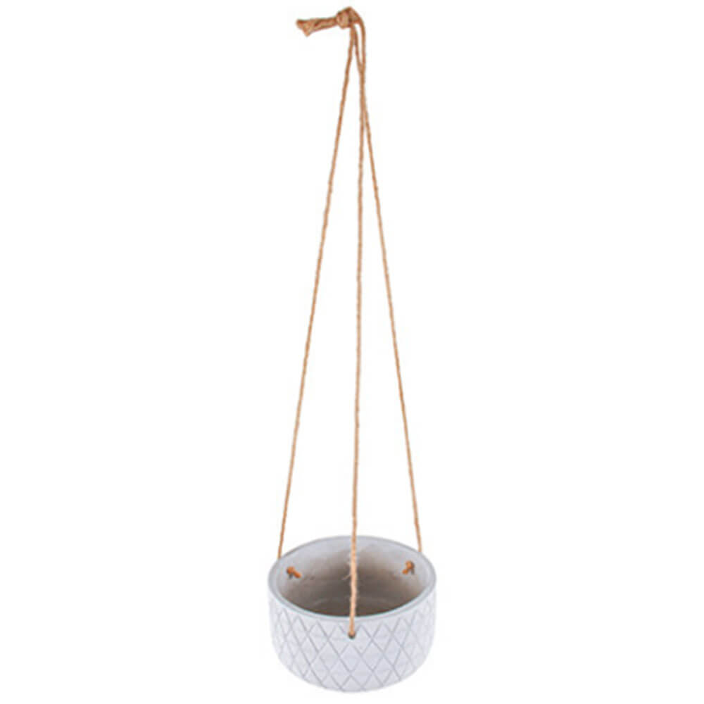 Destiny Hanging Concrete Pot Planter (White)