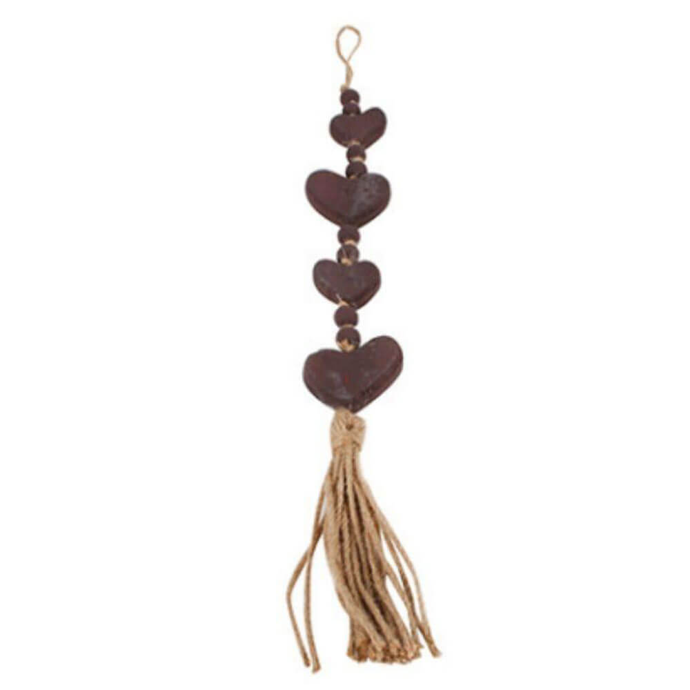 Eva Jute Wood Heart Beads 60cm