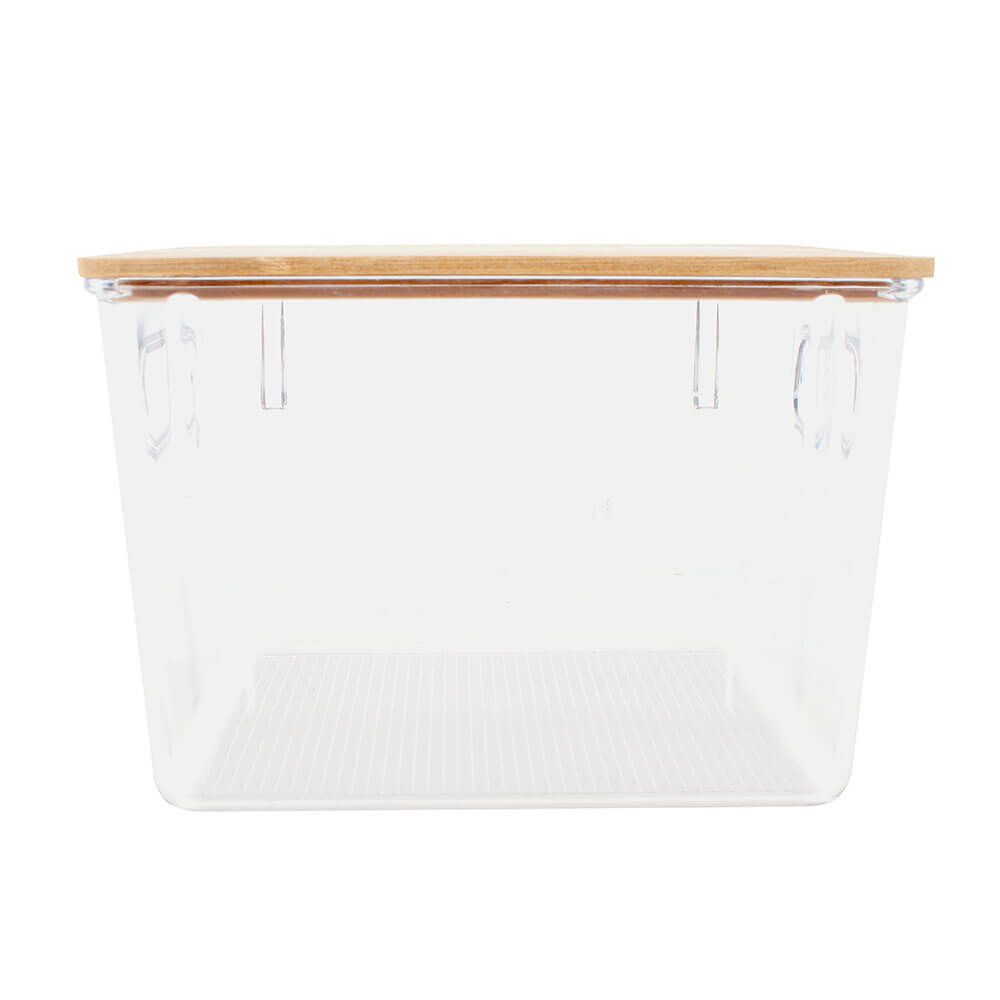 Storage Basket with Bamboo Lid (Clear)