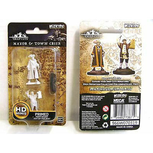 Wizkids Deep Cuts Unpainted Miniatures Mayor & Town Crier