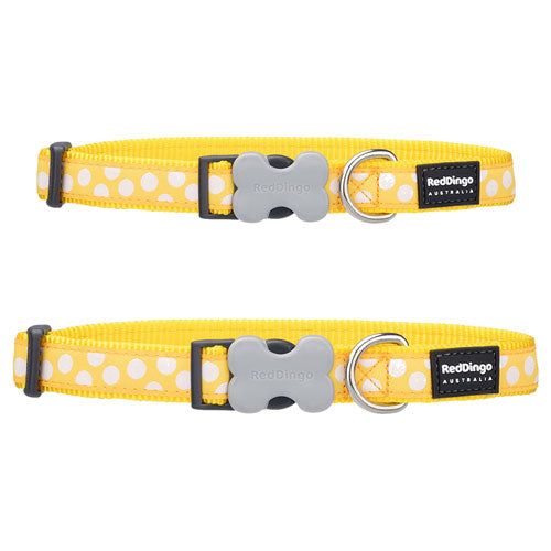 Dog Collar with White Spots on Yellow