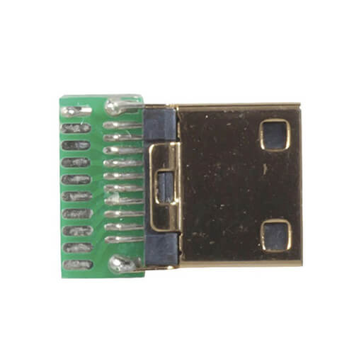 Pre-mounted HDMI Plug with Solder Pads (Mini)