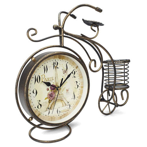 Art Metal Home Decor Bike Mute Table Clock