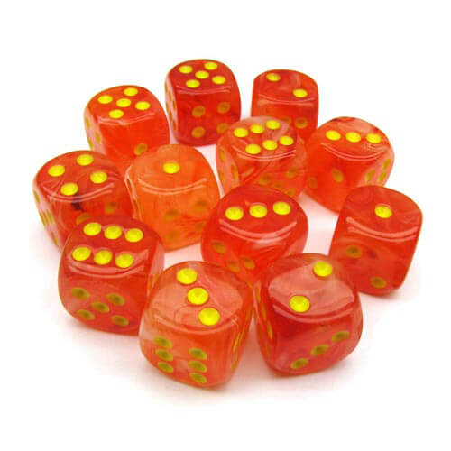 D6 Dice Ghostly Glow 16mm (12 Dice)